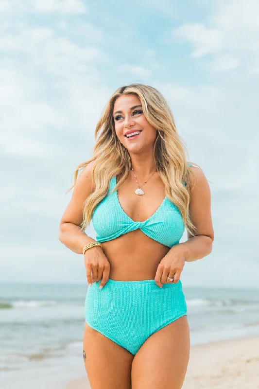 It's My Moment Blue Twist Front Swimsuit Top FINAL SALE Adjustable Strap Swimsuit