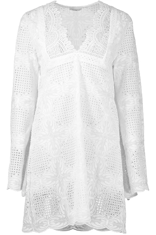 Long Sleeve Embroidered Dress Tunics Fashionable chic