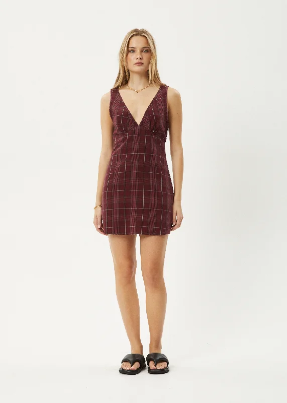 AFENDS Womens Eboni - Check Dress - Port Casual Short Summer