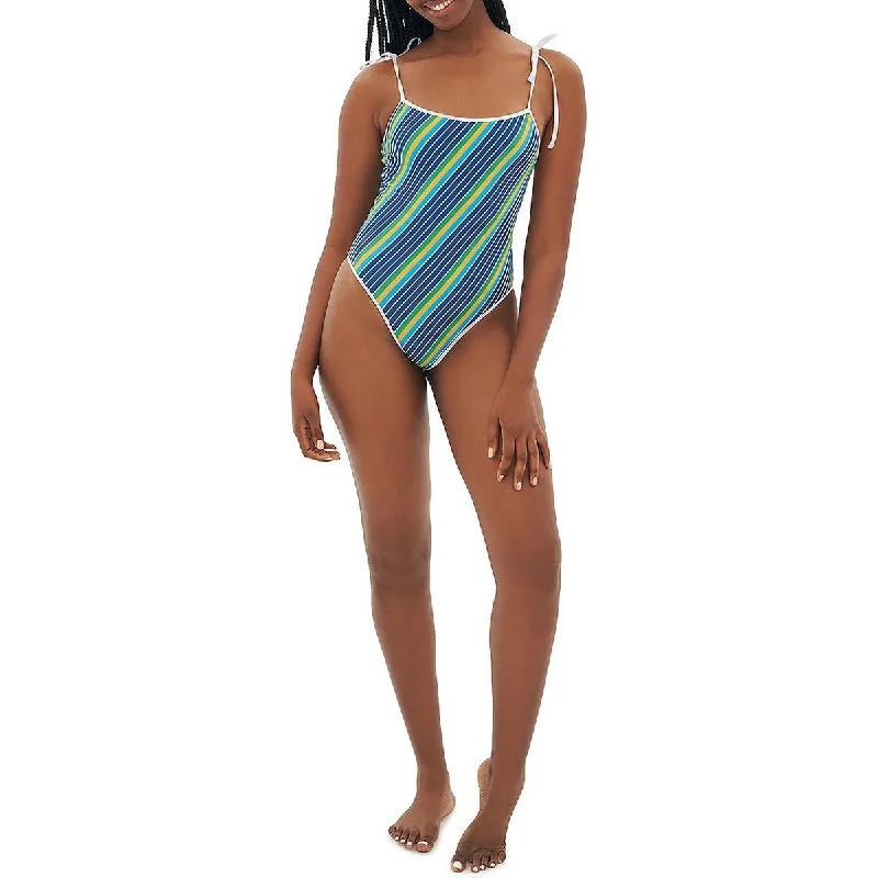 Tropic of C Womens Cosmo Striped High Cut One-Piece Swimsuit Push-Up Bikini Bottoms