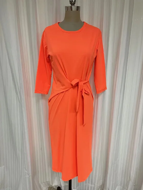 Swimsuit Dress  #D2016S - Fluo orange Classic Two-Piece Bikini