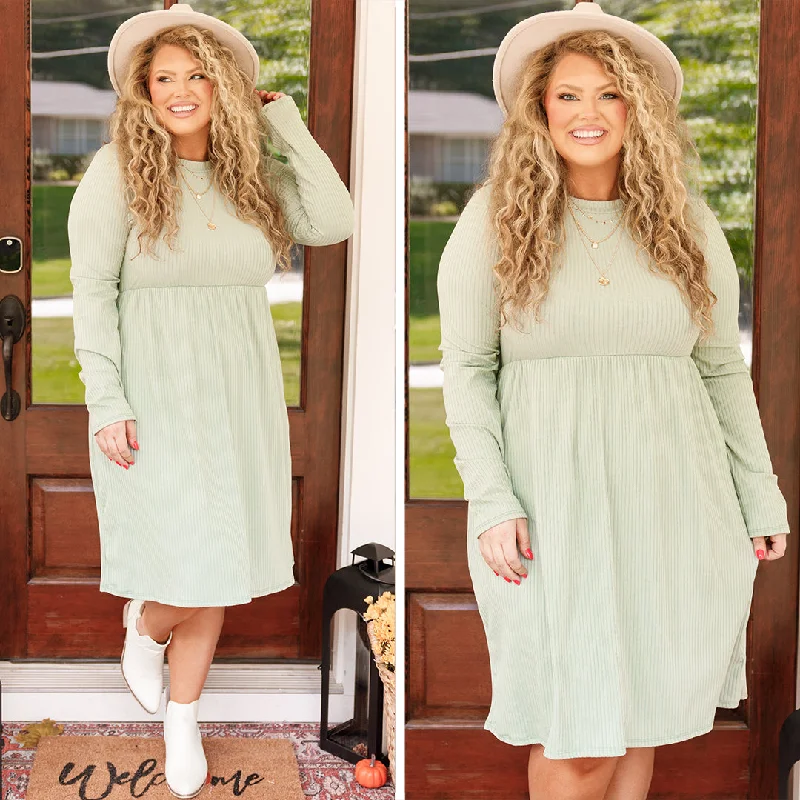 Candied Woman Dress, Light Sage Tunics Fashionable chic