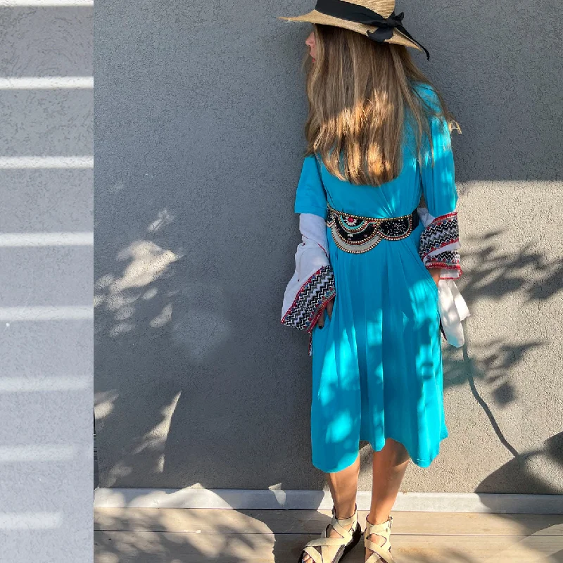 Swimsuit dress  #D2052S - Turquoise Casual Swim Dress
