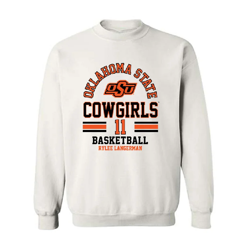 Oklahoma State - NCAA Women's Basketball : Rylee Langerman - Classic Fashion Shersey Crewneck Sweatshirt Hoodie with Raw Hem Edgy Unfinished Oklahoma State - NCAA Women's Basketball : Rylee Langerman - Classic Fashion Shersey Crewneck Sweatshirt Hoodie with Raw Hem Edgy Unfinished