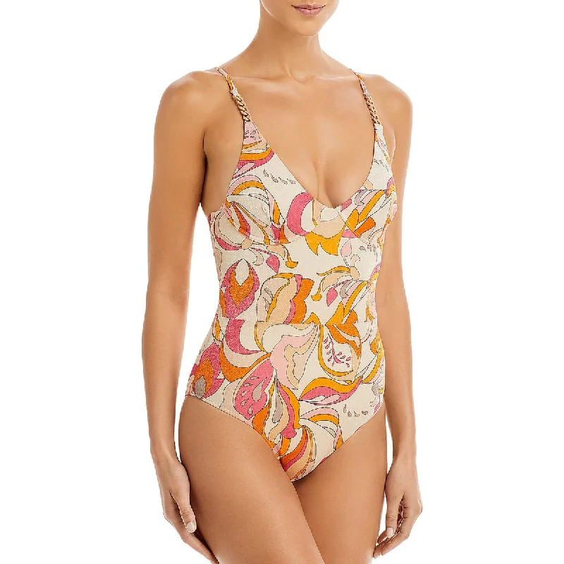 Revel Rey Womens Inez Metallic Underwire One-Piece Swimsuit Classic Swimsuit Design
