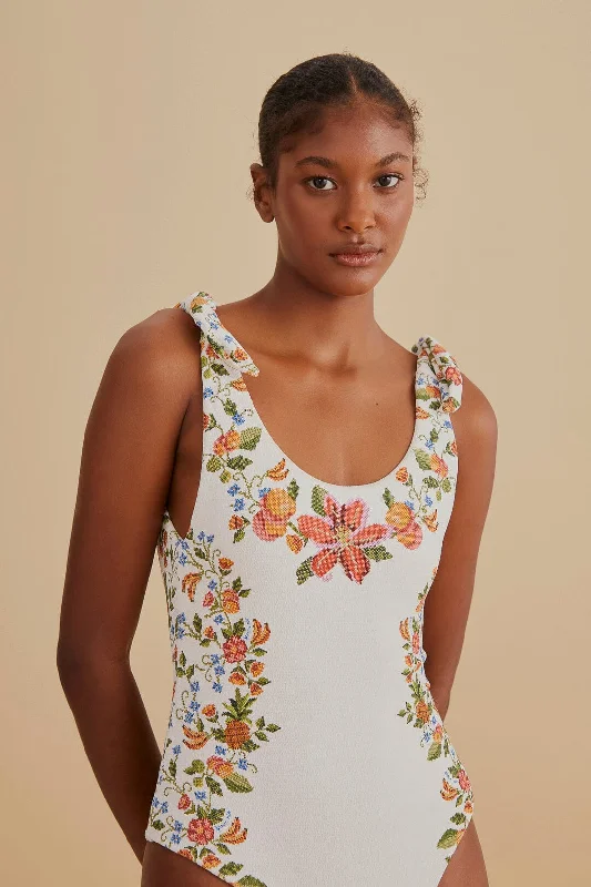White Banana Vitamin One Piece Swimsuit High-Waisted Swimwear