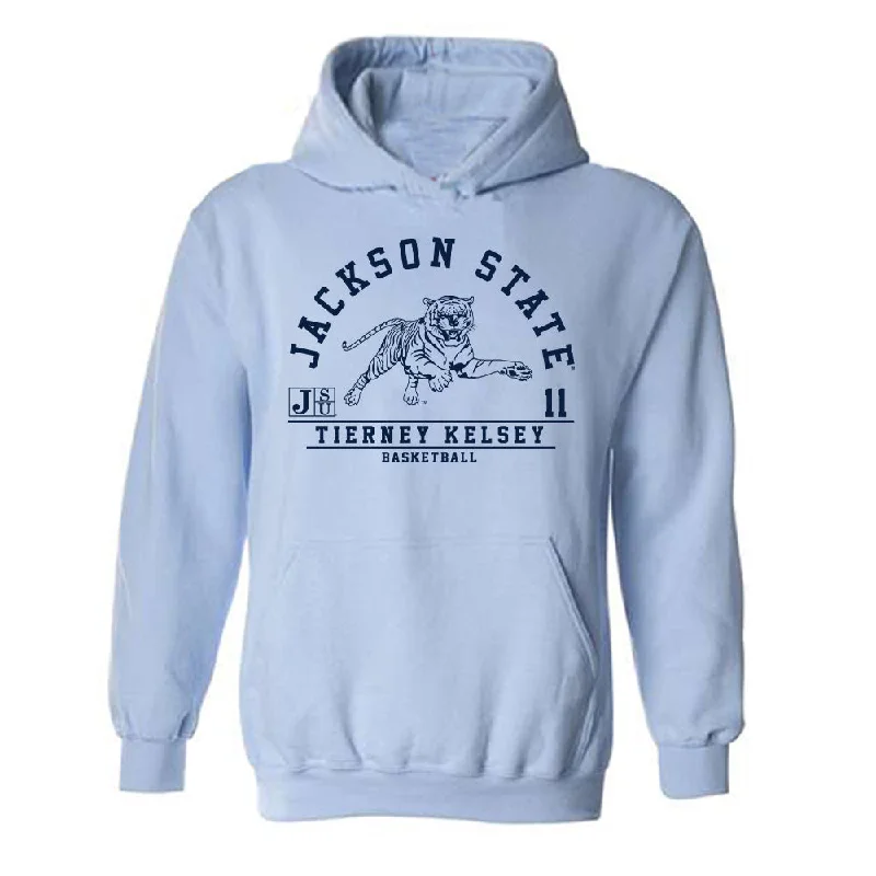 Jackson State - NCAA Women's Basketball : Tierney Kelsey - Classic Fashion Shersey Hooded Sweatshirt Hoodie with Velcro Closure Adjustable Secure