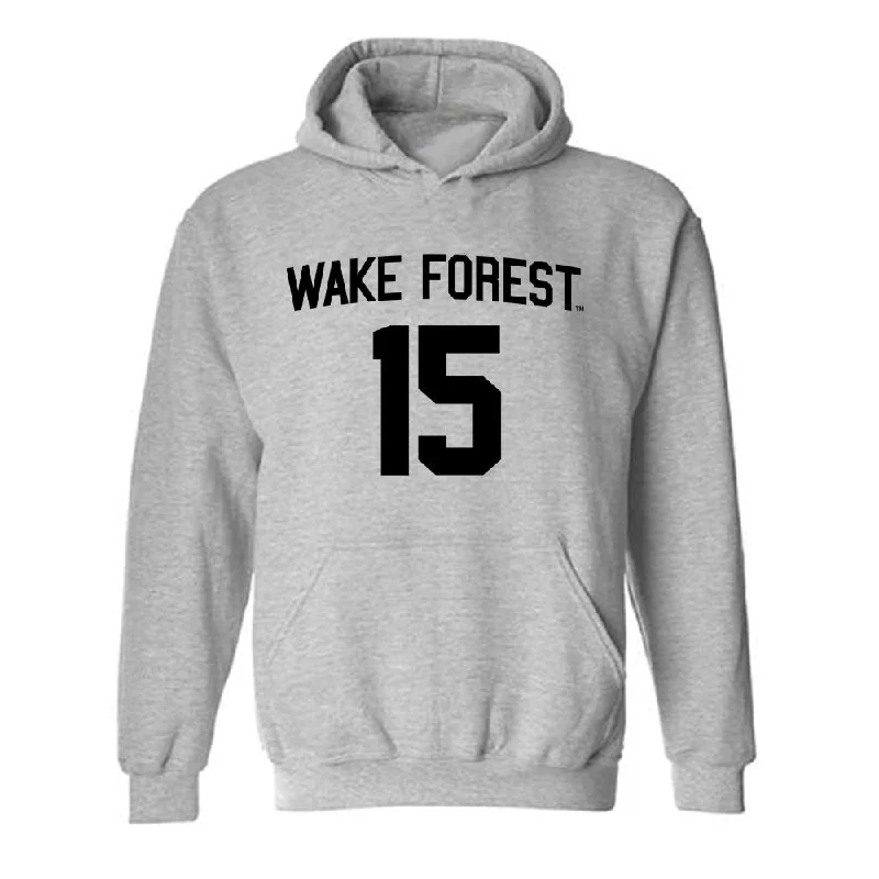 Wake Forest - NCAA Women's Basketball : Kennedy Moore - Generic Shersey Hooded Sweatshirt Hoodie with Puffed Sleeves Voluminous Trendy