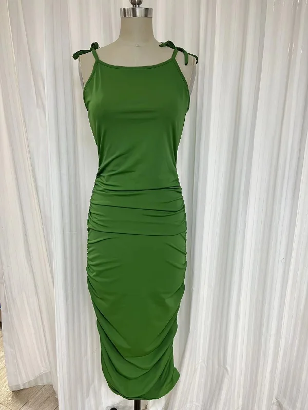 Swimsuit - D2201S Dress with straps - Grass green #72 - ankle length Deep-V Swimsuit Design
