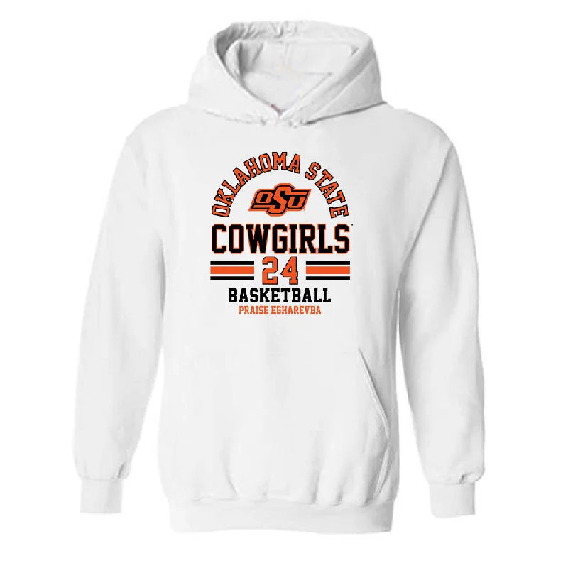 Oklahoma State - NCAA Women's Basketball : Praise Egharevba - Classic Fashion Shersey Hooded Sweatshirt Hoodie with Metallic Shiny Futuristic Oklahoma State - NCAA Women's Basketball : Praise Egharevba - Classic Fashion Shersey Hooded Sweatshirt Hoodie with Metallic Shiny Futuristic