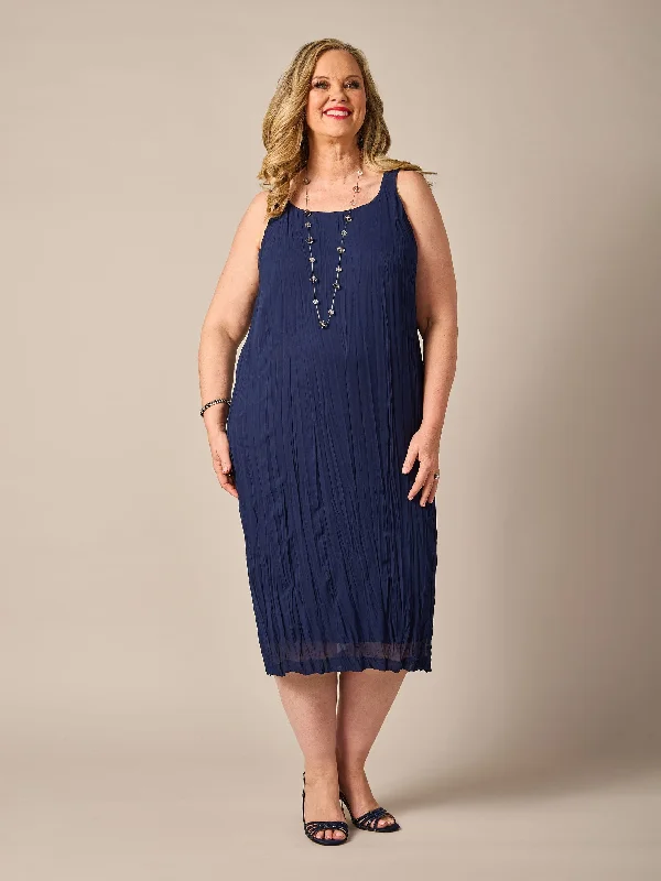 1063 Crushed Basic Evening Dress Tunics Sophisticated sleek