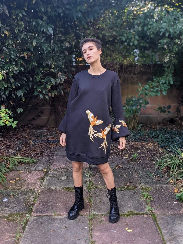 BECKY sweatshirt dress in Black or Moss Hoodie with Camouflage Military Edgy