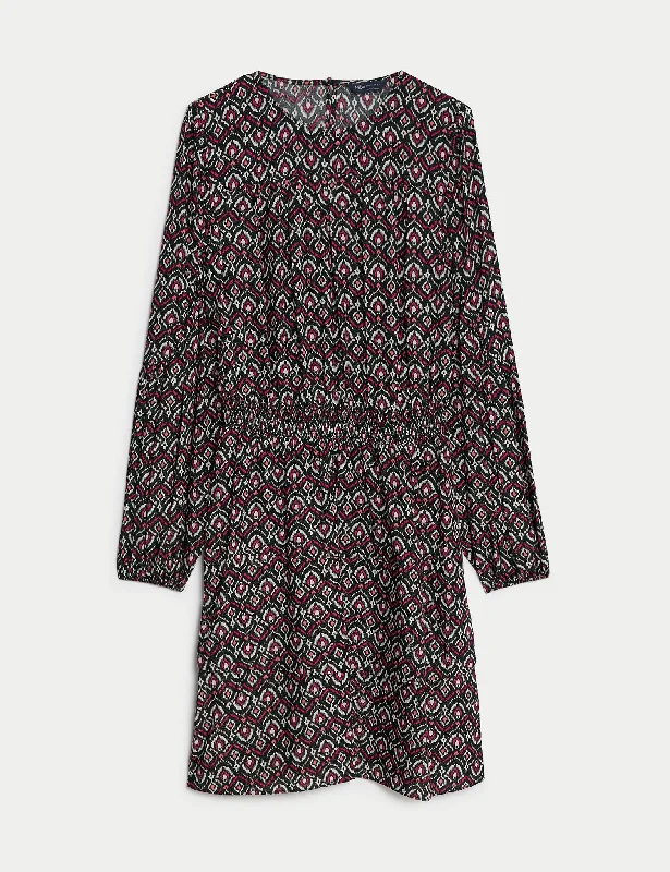 Printed Ruffle Mini Waisted Dress Casual Short Summer