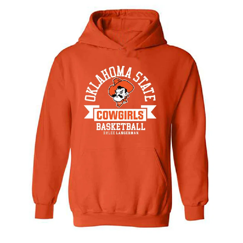 Oklahoma State - NCAA Women's Basketball : Rylee Langerman - Classic Fashion Shersey Hooded Sweatshirt Hoodie with Embroidery Detailed Premium Oklahoma State - NCAA Women's Basketball : Rylee Langerman - Classic Fashion Shersey Hooded Sweatshirt Hoodie with Embroidery Detailed Premium