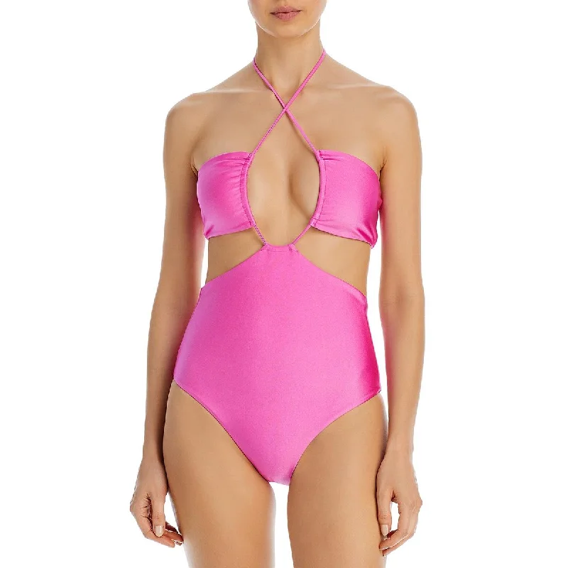 JADE Swim Womens Cut-Out Nylon One-Piece Swimsuit Floral Swimwear Set