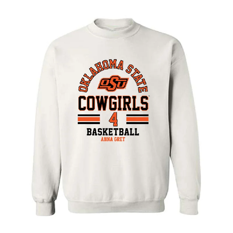 Oklahoma State - NCAA Women's Basketball : Anna Gret - Classic Fashion Shersey Crewneck Sweatshirt Hoodie with Slim Fit Tailored Modern Oklahoma State - NCAA Women's Basketball : Anna Gret - Classic Fashion Shersey Crewneck Sweatshirt Hoodie with Slim Fit Tailored Modern