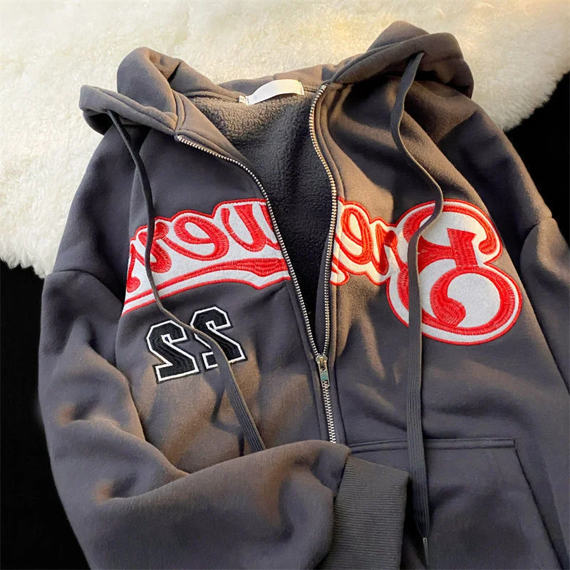 Letter Embroidery Hoodies for Women Hoodie with Hem Raw Edge Edgy Unfinished