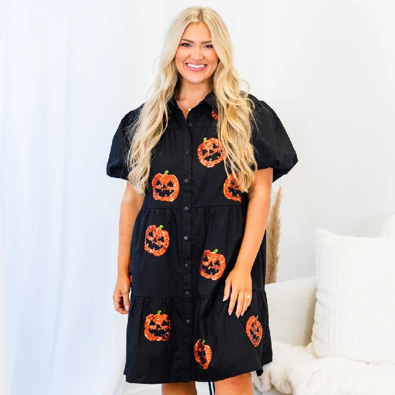 The Great Pumpkin Patch Dress, Black Tunics Distressed trendy