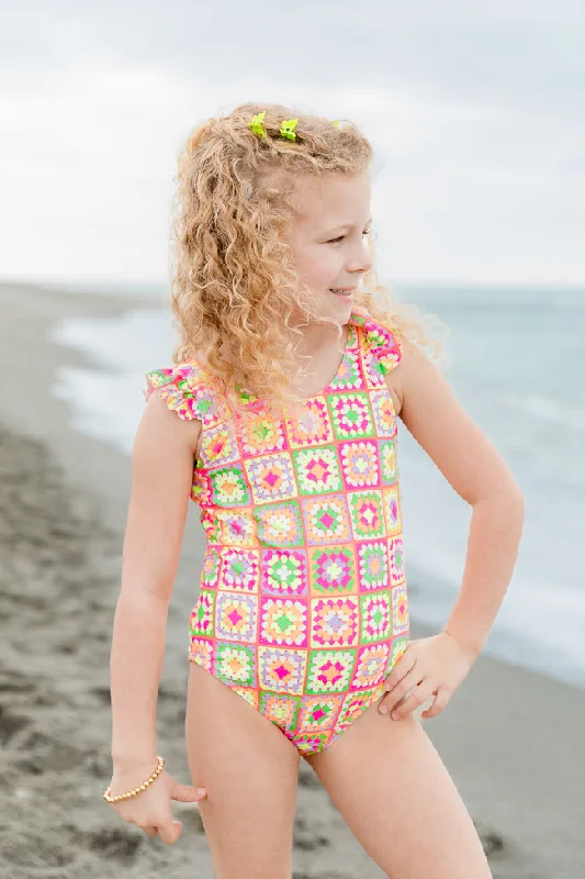 Kid's Beach Vibes Only In Cabo Crochet One Piece Swimsuit FINAL SALE Retro Swimwear Style Kid's Beach Vibes Only In Cabo Crochet One Piece Swimsuit FINAL SALE Retro Swimwear Style