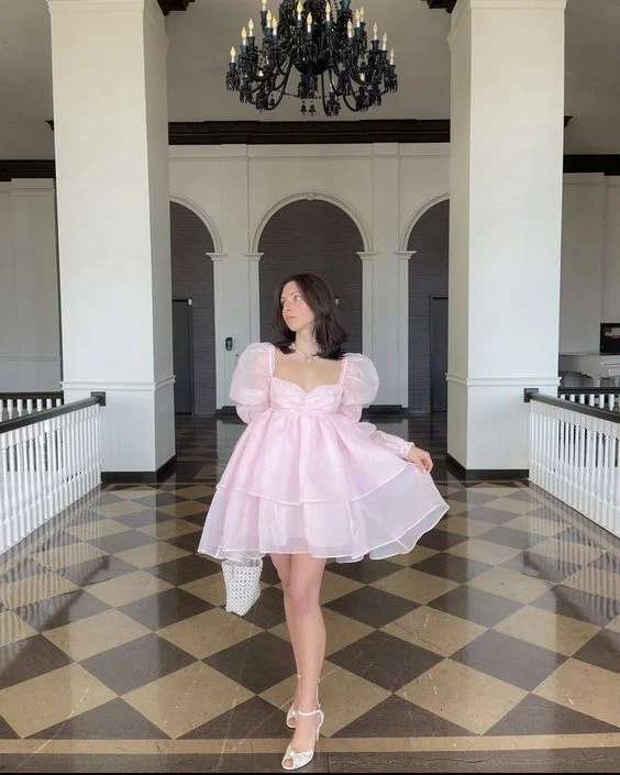 Retro Style Pink A-line Puffy Homecoming Dress,Pink Birthday Party Dress cc1341 Tunics Cozy soft Retro Style Pink A-line Puffy Homecoming Dress,Pink Birthday Party Dress cc1341 Tunics Cozy soft