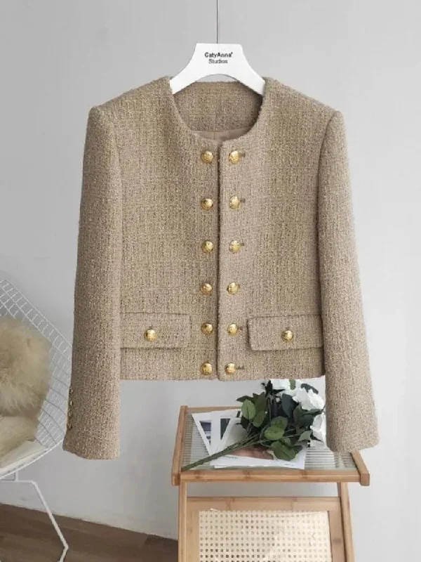 Short Double Breasted Tweed Jacket Denim Jacket Leather Jacket Suede Jacket