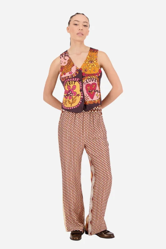 Me369 Bailey Straight Leg Track Pant Sunset High-Waist Trousers