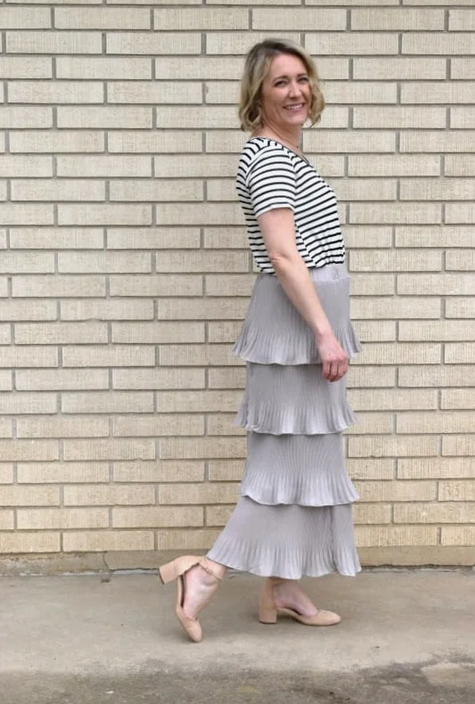 Tiered Midi Skirt silk skirt elegant