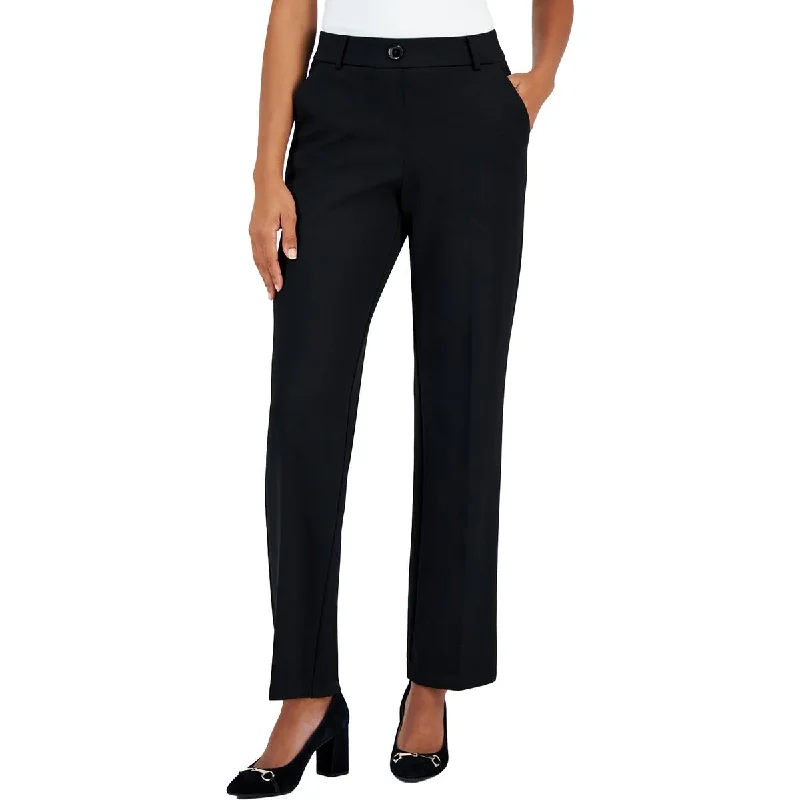 Kasper Womens Petites Pocket  Straight Leg Pants Classic Pleated Pants