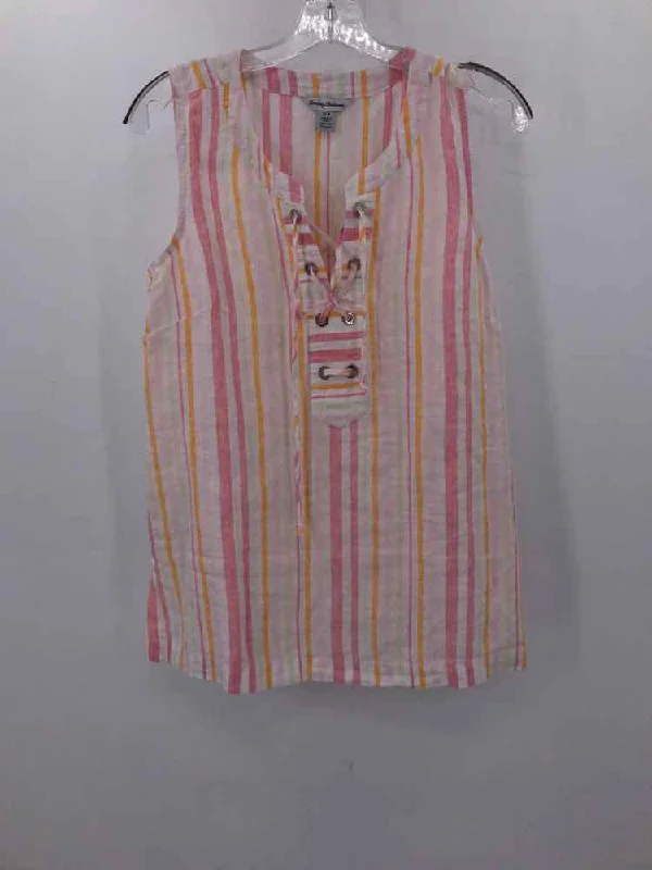 Pre-Owned Tommy Bahama White Size Small Stripe Tank Top essential tank top