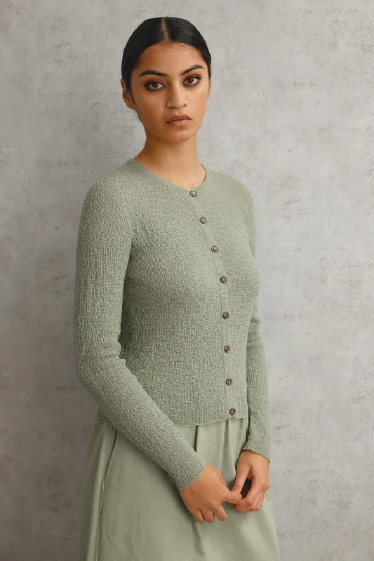 Merino Tweedy Crop Cardigan Machine Wash Dry Clean Hand Wash