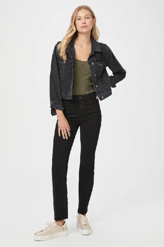 Paige Cindy Raw Hem Pants in Black Shadow Soft Cotton Pants