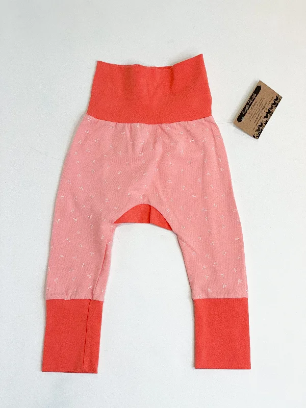 Peach Dotted Triangle Grow-With-Me Baby Harem Pants - 3 to 12 Months Lightweight Linen Pants