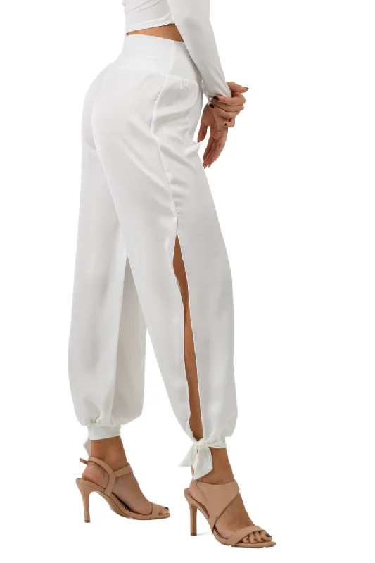 Satin Pants With Adjustable Cuffs Formal Dress Pants