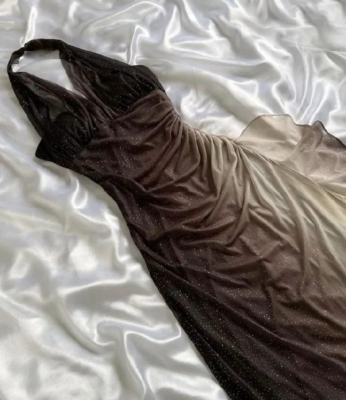 Vintage Halter Ruffles Chiffon Long Party Dress Evening Gown, DP3811 Satin Halter Glamorous Vintage Halter Ruffles Chiffon Long Party Dress Evening Gown, DP3811 Satin Halter Glamorous
