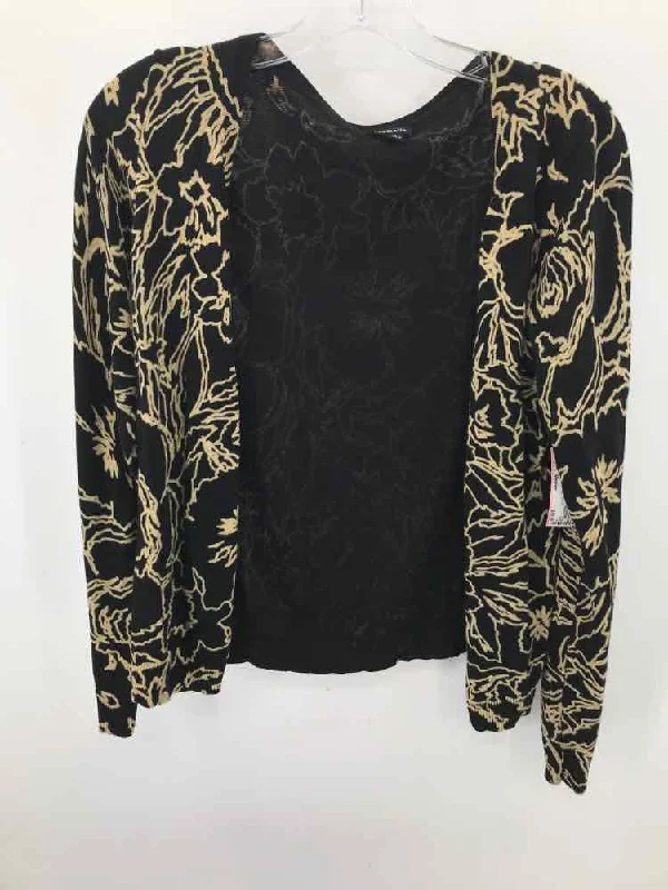 Pre-Owned Rafaella Black Size Medium Cardigan Sweater Zippered Front Buttoned Front Snap Front Pre-Owned Rafaella Black Size Medium Cardigan Sweater Zippered Front Buttoned Front Snap Front