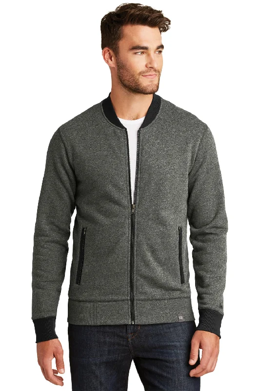 New Era Mens Sueded French Terry Full Zip Jacket - Black Twist/Black Satin Fabric Silk Fabric Chiffon Fabric