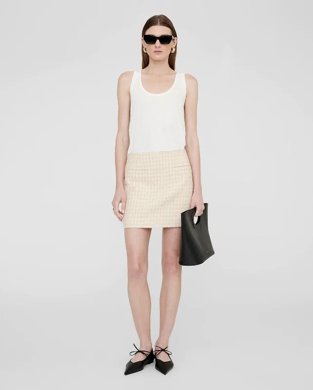 VANESSA SKIRT / CREAM AND PEACH HOUNDSTOOTH corduroy skirt cozy
