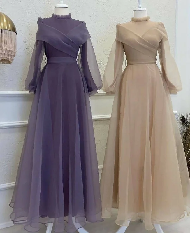 Modest Dusty Purple Chiffon Long Sleeves A-Line Formal Party Dress, DP3688 Tunics Trousers formal Modest Dusty Purple Chiffon Long Sleeves A-Line Formal Party Dress, DP3688 Tunics Trousers formal