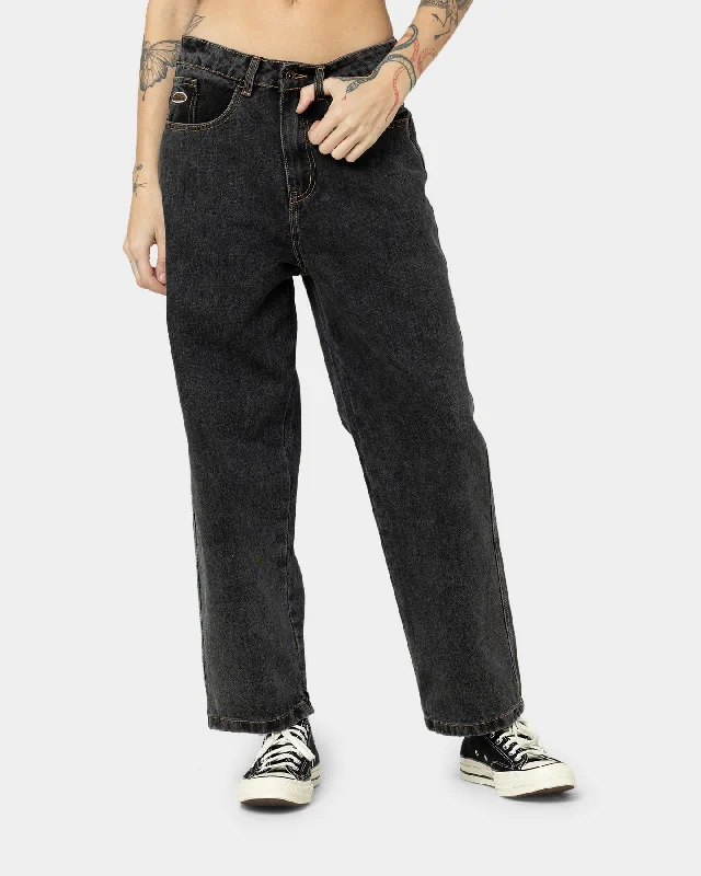 X-Large Bull Denim 91 Wide Leg Pants Washed Black High-Waist Jeans