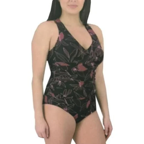 Eddie Bauer Swimwear Ruched Shaping Bathing Suit UV UPF50 One Piece Swimsuit Cross Back Vibrant Bikini Bottoms