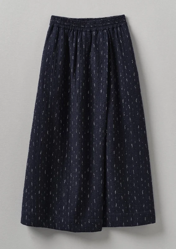 Dobby Stitch Cotton Skirt | Indigo/Blue linen skirt light