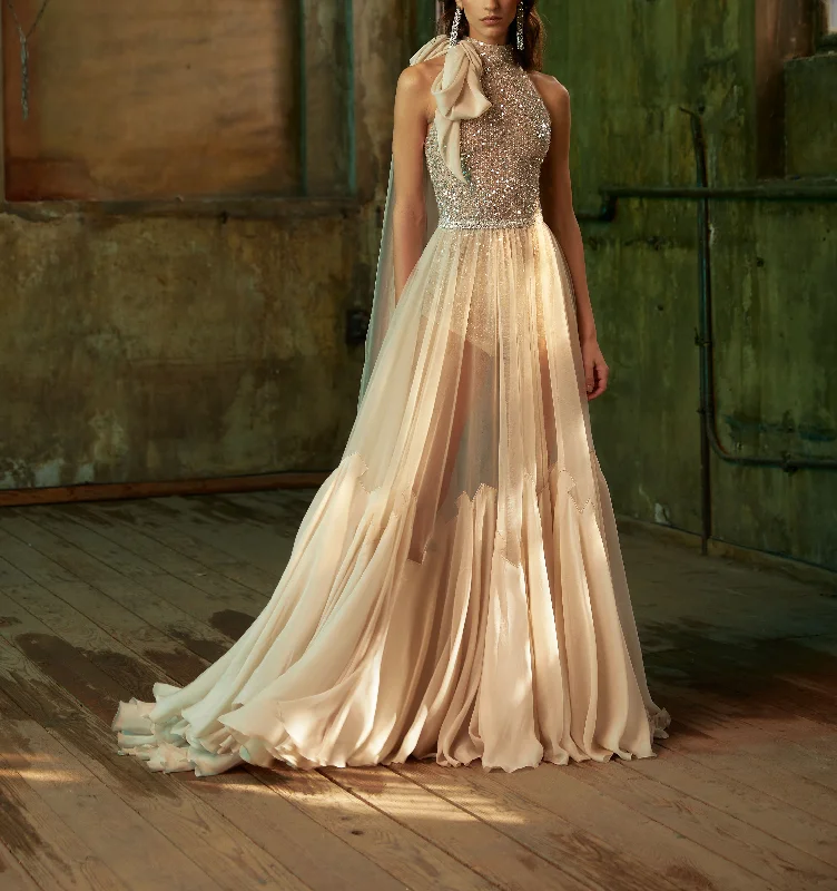 Embroidered Body Suit with A Sheer Tulle Skirt leather skirt sleek