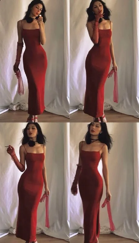 Sexy Red Spaghetti Straps Sheath Long Evening Party Dress, DP3828 Tunics Chic fashionable Sexy Red Spaghetti Straps Sheath Long Evening Party Dress, DP3828 Tunics Chic fashionable