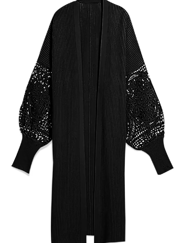 Boho Chic Lace Cardigan for Plus Size Terry Terry Cloth Terry Knit