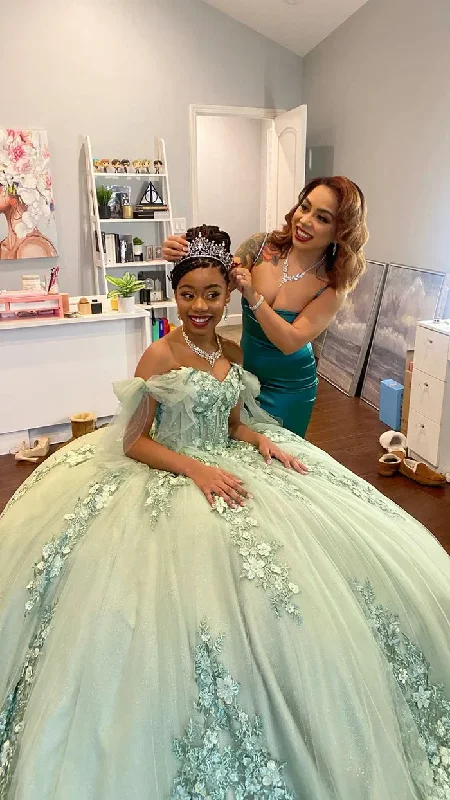 Sage Green Sweet 16 Quinceanera Dress Ball Gown Birthday Party Dress, DP3632 Boatneck Modish Everyday Sage Green Sweet 16 Quinceanera Dress Ball Gown Birthday Party Dress, DP3632 Boatneck Modish Everyday