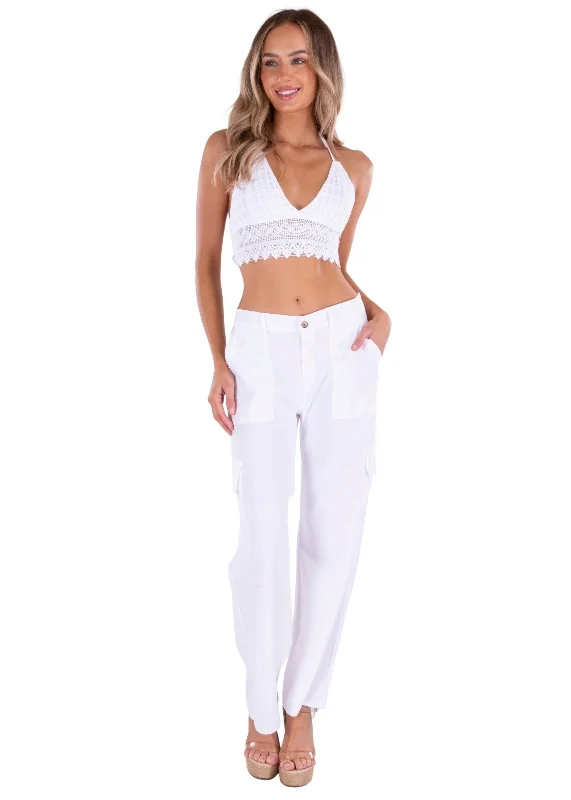 'Lilo' Flare Pants White Classic Cropped Pants