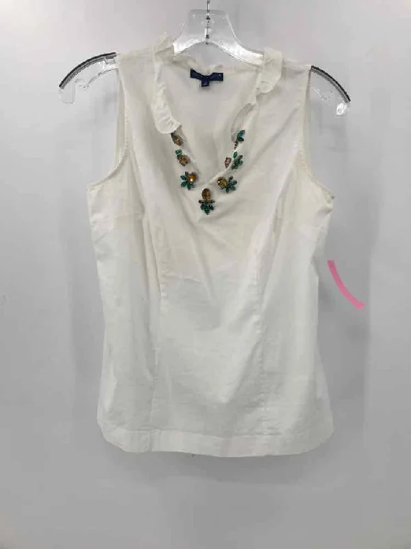 Pre-Owned RSVP Talbots White Size P Embellished Tank Top adorable tank top