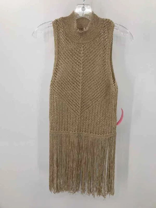 Pre-Owned By Anthropologie Gold Size Small Knit Tank Top white tank top