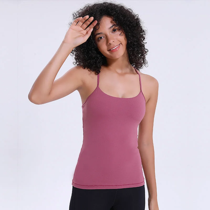 Lightweight Womens Fitted Sexy Tank Top Y Strip Back gym tank top