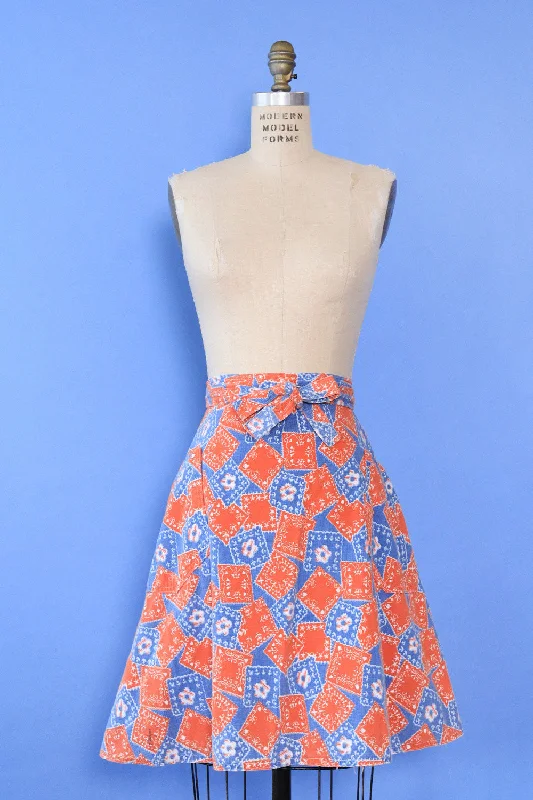 Bandana Print Wrap Skirt M/L chiffon skirt flowing